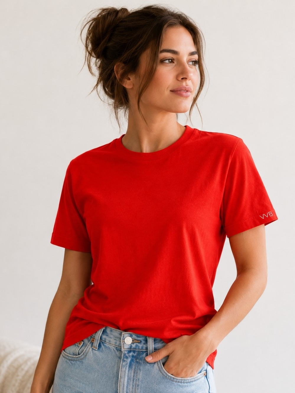 Victoria Beckham VVB Classic Red Crewneck Tee XS Cotton